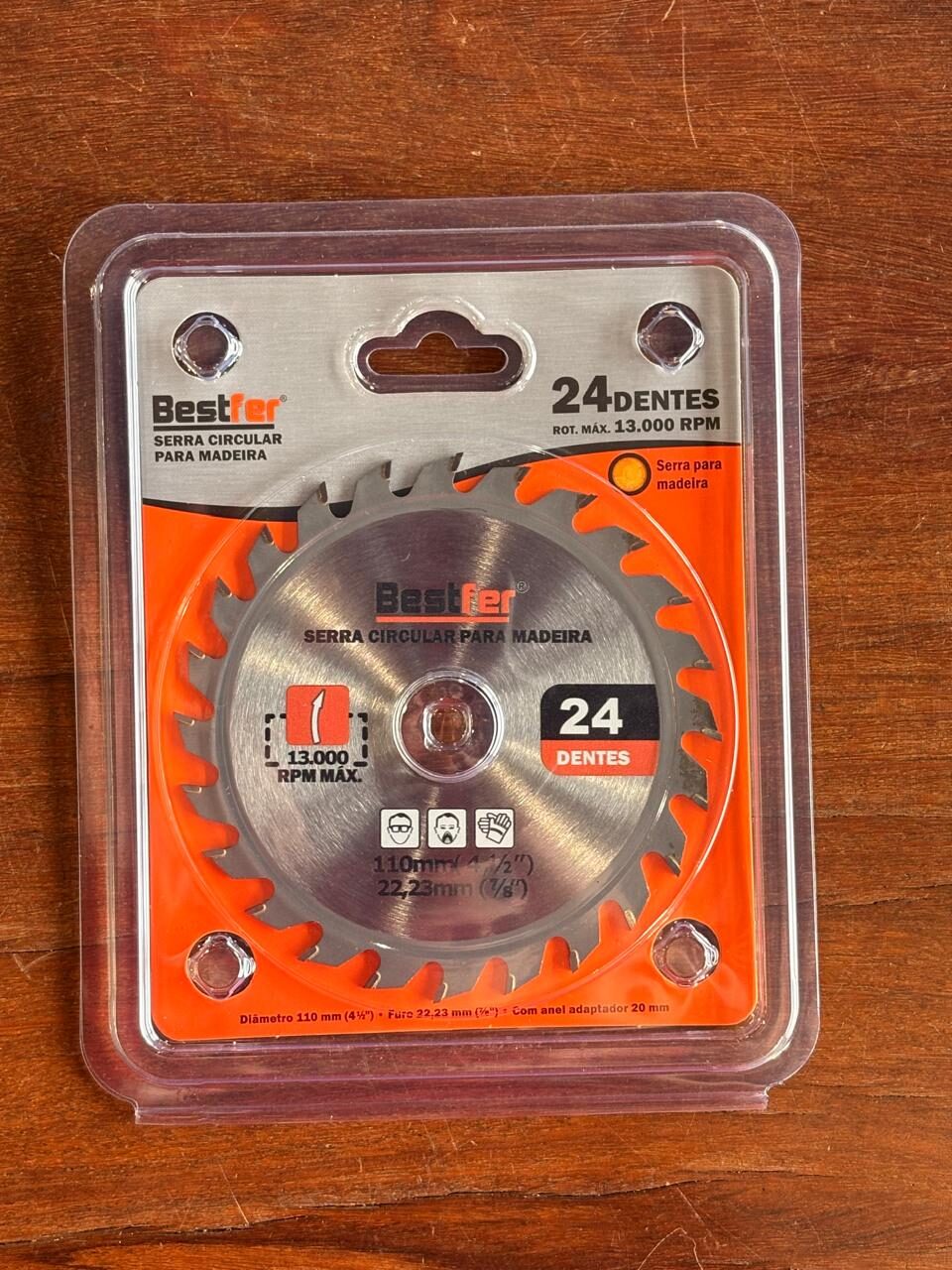 Serra circular para madeira Bestfer com 24 dentes e 110mm