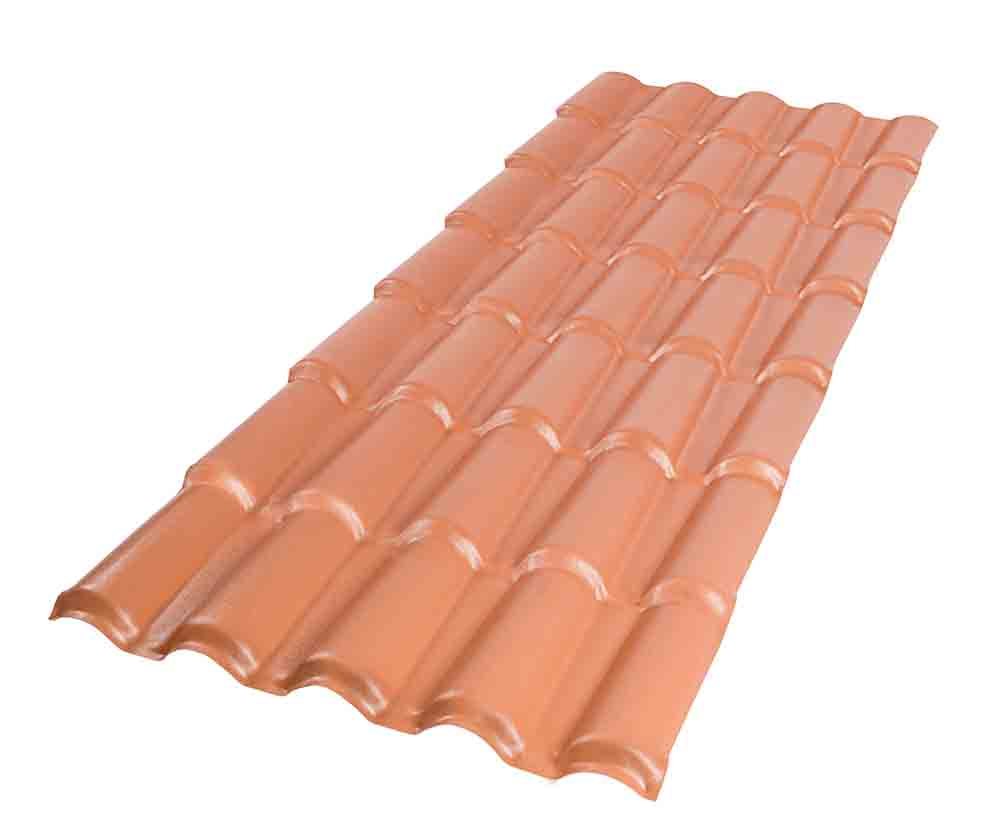 Telha Colonial PVC Terracota em ângulo